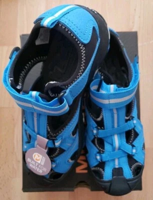 Sandálias Merrell Hydro tamanho 4M novas na caixa criança grande azul sapato aquático atlético - Imagem 1 de 4