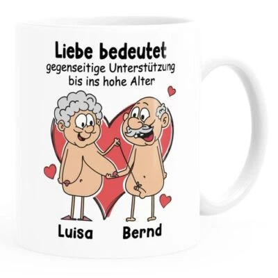 Tasse lustig Liebe bedeutet Unterstützung bis in hohe Alter Geschenk Mann Frau - Bild 1 von 3