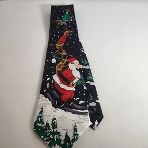 Hallmark Yule Tie Greetings Christmas Tie Funny Santa And Reindeer 60” Necktie - Picture 1 of 7