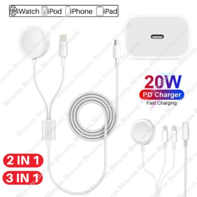 Cable cargador magnético USB C a iPhone para teléfono celular para Apple iWatch carga rápida Foto 1 de 4