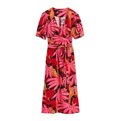 Vestido midi envolvente sintético J.Crew estampado floral de palma talla 4 nuevo con etiquetas Foto 1 de 4