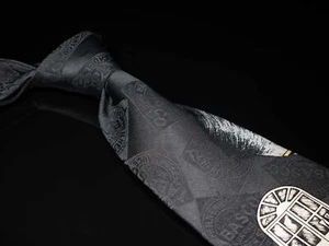 Corbata para hombre Tabasco 100 % seda negra motivo multicolor ancha EE. UU. - Imagen 1 de 5