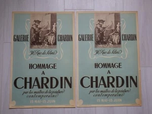 2x Affiches Expo HOMMAGE A CHARDIN Galerie Chardin Paris 1943 INAUGURALE rare - Imagen 1 de 3