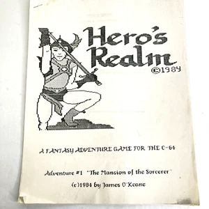 Folleto de instrucciones manual de usuario vintage Heroes Realm 1984 Commodore 64 C64 - Imagen 1 de 8