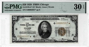 1929 $20 Federal Reserve Bank*STAR*note (Chicago) fr.1870-G*-PMG 30 EPQ-3 Finer! - Picture 1 of 6