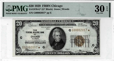 1929 $20 Federal Reserve Bank*STAR*note (Chicago) fr.1870-G*-PMG 30 EPQ-3 Finer! - Image 1 of 4