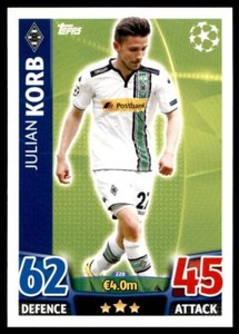 Match Attax Champions League 15/16 Julian Korb Borussia Mönchengladbach No. 220