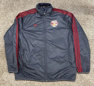 New York Red Bulls 2014 Gray Adidas Windbreaker Jacket Men L 24x33 - Picture 1 of 6