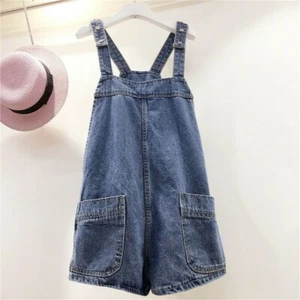 Lady Denim Suspender Shorts Jeans Overalls Jumpsuits Playsuit Casual Short Pants - Picture 1 of 18