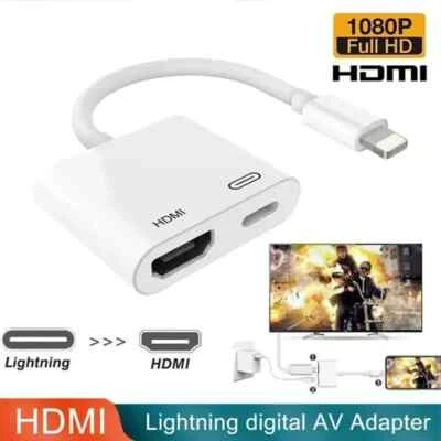 Per APPLE LIGHTNING A HDMI DIGITALE AV TV CAVO ADATTATORE PER IPAD IPHONE UK - Immagine 1 di 4