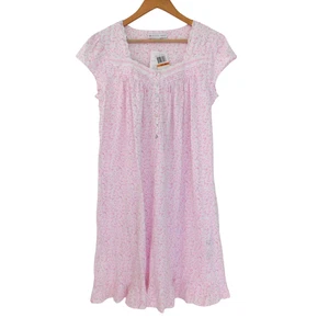 NEW Eileen West Womens Nightgown Cotton Pink Floral Short Sleeve Size Small - Picture 1 of 7
