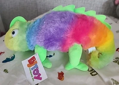 BJ Toy Co Rainbow Chameleon Pink Accents 14” Stuffed Plush Animal Lizard Reptile - Image 1 of 4