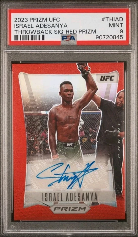 2023 Prizm Panini UFC Israel Adesanya Throwback Autograph PSA 9 AUTO /99 - Image 1 of 2