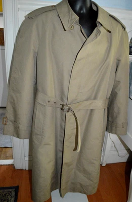 LONDON FOG MAINCOATS TRENCH COAT MENS 42 REGULAR BEIGE ZIP "FUR" LINER BELTED VG - Image 1 of 4