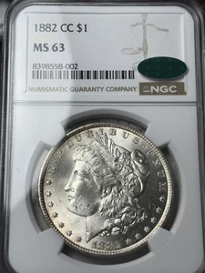 1882-CC $1 NGC MS-63 CAC Morgan Silver Dollar - Picture 1 of 3