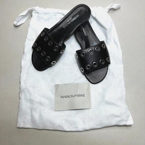 Marion Parke Black Cora Padded Leather Slide Sandal Shoes Women's 4.5-5/35 NWOB - Picture 1 of 15
