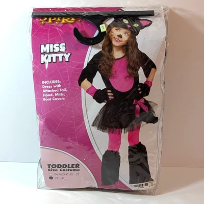 Miss Kitty Cat Black & Pink Kids Toddler Halloween Costume Size 3T-4T with Tail - Image 1 of 4