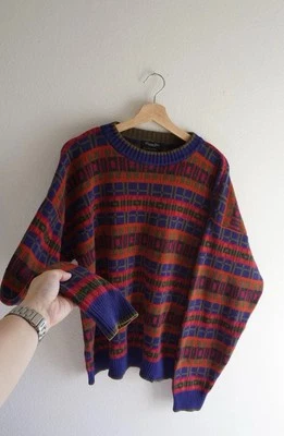 Suéter Vintage Retro Años 80 Christian Dior Monsieur con Tejido Raro Patrón Grande Foto 1 de 4