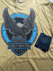Camicia Harley Davidson uomo L grande gialla manica corta moto leggendaria nuova con etichetta - Foto 1 di 9