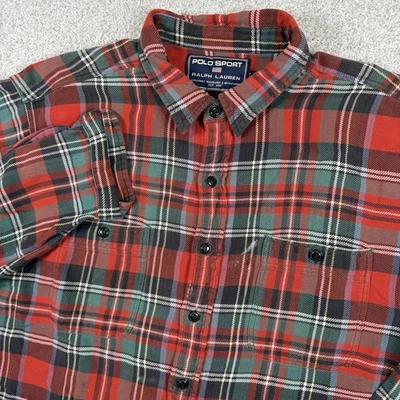 Ralph Lauren Polo Sport Flannel Shirt Men’s 2XL Red Heavy - Image 1 of 4