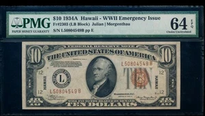 AC Fr 2303 1934A Hawaii $10 PMG 64 EPQ UNCIRCULATED - Picture 1 of 2