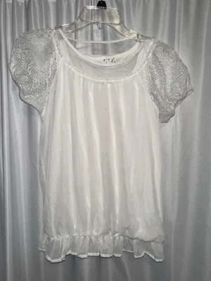 Top Disney firmado en D para niñas talla 14/16 encaje blanco lindo Foto 1 de 4