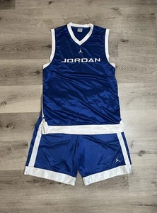 Y2K Air Jordan Set Vintage Men's Basketball Satin Jersey Tank Shorts Sz M - Picture 1 of 8