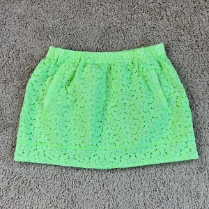 J CREW Womens Lime Green Embroidered Floral Mini Skirt M Pockets Y2K 90s Neon - Picture 1 of 14