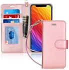 iPhone XR Case Wallet Protective Leather Card ID Holder Pocket Cover Rose Gold