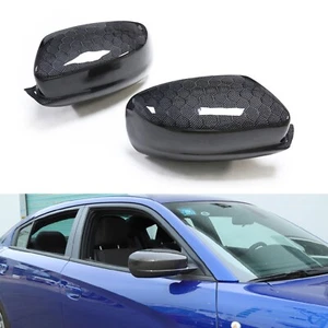 2PCS Honeycomb Surface Side Rearview Mirror Cover For Dodge Charger 2011-2022 - Picture 1 of 4