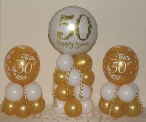 50. Goldene Hochzeit Jahrestag - Tisch Herzstück - 3er Pack Ballon Display - Bild 1 von 1