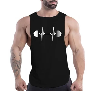 Camiseta Sin Mangas De Gimnasio Para Hombre Moda Deportiva De Malla Transpirable - Picture 1 of 34