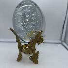 Solid Brass & Glass Art Nuovo Centerpiece Controlled Bubbles Oval