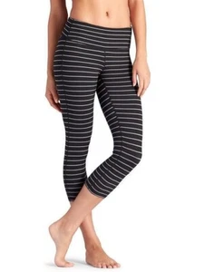 ATHLETA Womens Chaturanga Capri Black & Slate Grey Stripes Yoga Leggings Size XL - Picture 1 of 11
