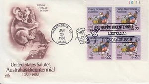 1988 #2370 AUSTRALIA BICENTENNIAL PLATE BLOCK FDC ART CRAFT CACHET UA GEM! - Picture 1 of 1