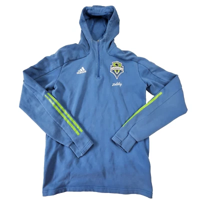 Seattle Sounders FC MLS 阿迪达斯 Zulily 男式中号蓝色连帽衫运动衫 — 第 1/4 张图片