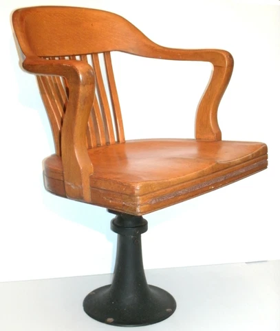 Vintage Industrial 3 Oak Barrister Jury Chairs Floor Mount Gunlocke Cover