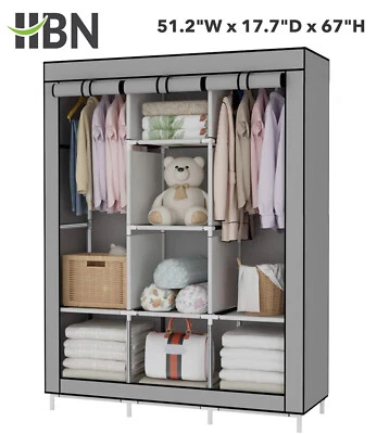 HBN Portable Closet Wardrobe,Wardrobe Closet Organizer w/ Non-Woven Fabric Cover - Image 1 of 4