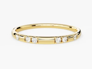 14K massiv Gold 6 Diamanten dünner Ring, massiv Gold Diamant Band für Damen, dünner Ring - Bild 1 von 5