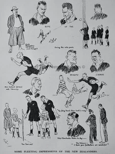 1935 Vintage Print RUGBY - NEW ZEALAND - SOME FLEETING IMPRESSIONS - Picture 1 of 2