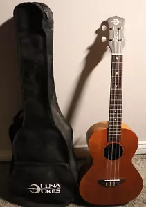 Luna Tattoo Mahogany Tenor Ukulele with Gig Bag, Satin Natural - Picture 1 of 13
