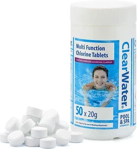CLEARWATER Chlorine Tablets Mini Multifunction 50 x 20g Hot Tub Lay Z Lazy Spa - Picture 1 of 4