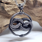 Snake Ouroboros Pendant Necklace 22" Chain Talisman Two Snakes Auryn Jewellery