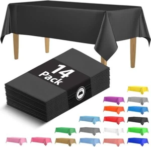 Disposable Plastic Tablecloths - Smooth Decorative Covers for Parties, Weddings - Picture 1 of 7