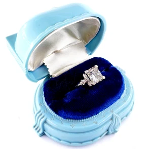 1900s ART DECO 3.62CT Princess Lab DIAMOND Platinum Womens Ring Size 4 5 6 7 8 - Picture 1 of 24