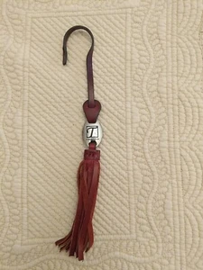 TIGNANELLO Leather Chrome Metal KEY FOB PURSE KEYCHAIN HANG TAG ~ Red Burgundy - Picture 1 of 6