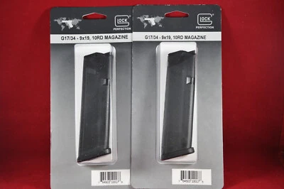 2 упаковки Glock MF10017 OEM 9 мм Luger Glock G17, G34 10-й черный съемный в упаковке  - Изображение 1 из 4