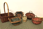 Vintage Lot of 6 Miniature Rattan Wicker Baskets ~ Dollhouse Crafts Decor