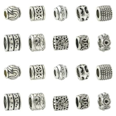 100Pcs Tibetan Beads Large Hole Spacer Beads Silver for Bracelet Jewelry Making - Image 1 of 4