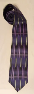 SALVATORE PELLEGRINO IL PINTTORE ITALIANO SILK NECK TIE BLACK PURPLE GEOMETRIC - Picture 1 of 6